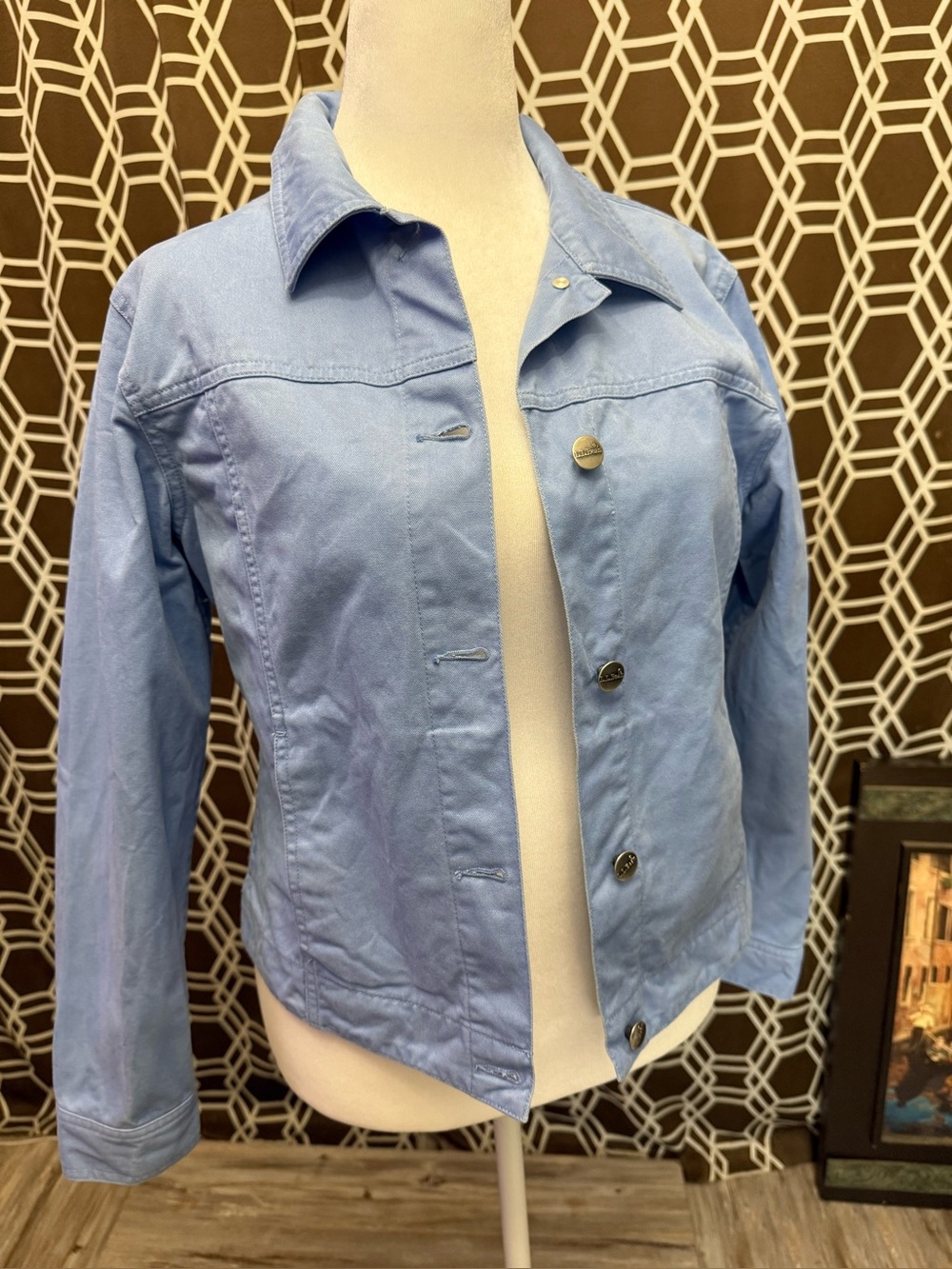 L.L.Bean Women Small Jean Denim Jacket Blue Button-Up Pockets Cotton Light Blue